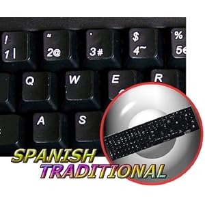 REPLACEMENT SPANISH KEYBOARD STICKERS BLACK BACKGROUND FOR DESKTOP LAPTOP AND NOTEBOOK