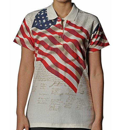 Ladies Allover Patriotic Polo Shirt
