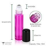 Fiery Youth Rose Glass Essential Oil Roller Bottles ,Useful for Aromatherapy PerfumesAand Lip Balms, 6 Bottle Set,10ml,Glass Roll on Bottle (0.5 ml Dropper included)