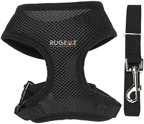 Rugeme Soft Mesh Non Pulling Puppy Harness with Leash Set (Halloween Sale) (Small, Black)