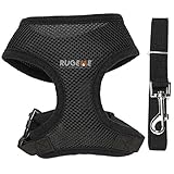 Rugeme Soft Mesh Non Pulling Puppy Harness with Leash Set (Halloween Sale) (Medium Black)