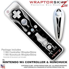 Nintendo Wii Remote Controller Skins - Chrome Drip On Black WraptorSkinz TM Kit by TuneTattooz TM