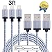 EverDigi 3 Pack 3FT iPhone Lightning Charging Cable Cord Nylon Braided 8pin to USB Charge and Sync Cable for iPhone SE/6/6s/6 plus/6s plus,5c/5s/5,iPad Air/Mini,iPod Nano/Touch, Compatible with Ios9