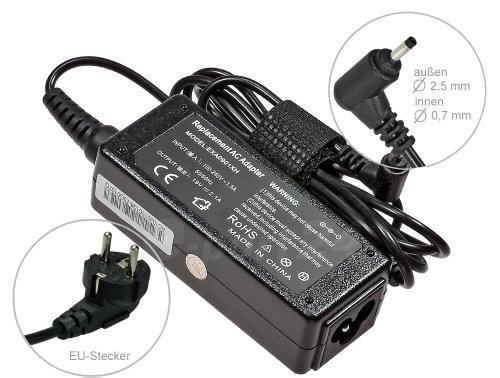 40W Adaptateur chargeur secteur AC Adapter pour ordinateur portable Asus Eee PC 1005 1015 1001HA 1001P 1001PG 1001PX 1001PXD 1005HA 1005HA-PU1X-BK 1005P 1005PE 1005PR 1005PX 1005PXD 1008HA 1015P 1015PD 1015PE 1015PED 1015PEM 1015PN 1015PW 1015PX 1015T 1018P 1101HA 1101HGO 1201HA 1201HAG 1201K 1201N 1201NL 1201PN 1215N 1215P 1215T VX6. Avec câble d’alimentation standard européen. De e-port24®