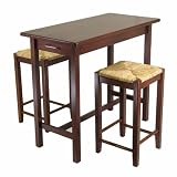 3Pc Kitchen Island Set. Table With 2 Rush Seat Stools; 2 Cartons By Winsome Wood