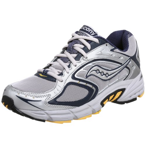 Saucony Men's Grid Cohesion NX TR Running Shoe,Silver/Navy/Yellow,8 M