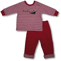 LeTop Infant Boys Striped Shirt And Pant Set ~ Santa And Reindeers