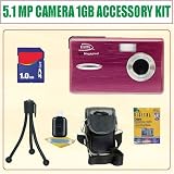 Digital Concepts 5.1 Megapixel Digital Camera (Pink) + 1GB Accessory Kit