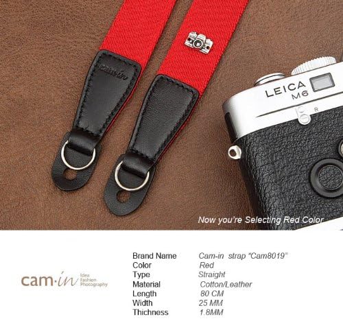 Red Cotton/Leather Camera Shoulder Neck strap for GXR NX10 E-PL5 Xpro1 GF5 8019