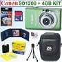 Canon Powershot SD1200 IS 10 MP Digital Camera Green + 4GB Accessory Kit