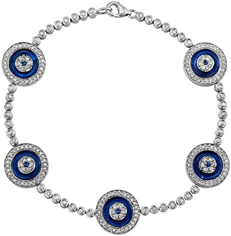 Dark Blue Color Evil Eye Diamond Bracelet