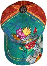 Men's Ed Hardy Hat Cap True to my Love Green/Orange