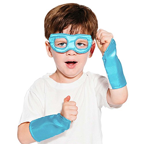 Light Blue Superhero Eye Mask and Powerbands - Kids
