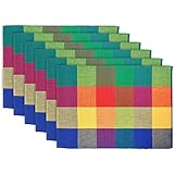 DII 100% Cotton, Ribbed 13x 19" Everyday Basic Placemat Set of 6, Summer Palette Check