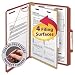 Pressboard Classification Folders, Self Tab, Letter, Four-Section, Red, 10/Box