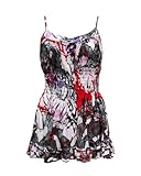 Ladies Grey Multicolor Patterned Tunic Dress Smocking Waist