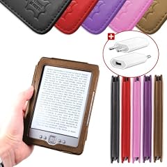 DURAGADGET Leder-Schutzh�lle im Buch Stil + USB-Premium EU/DE Ladestecker f�r den Amazon Kindle 4, Wi-Fi, 6" E Ink Display, "Neueste Generation 2011", BRAUN