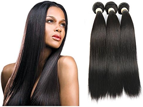 HC Hair 7a Peruvian Virgin Straight Hair Weave 3 Bundles 300g Unprocessed Silky Straight Human Hair Extensions Natural Black 10 12 14 Inch