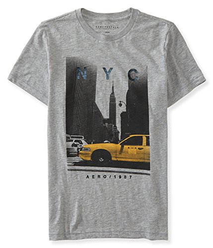 Aeropostale Men's Nyc Taxi Logo Graphic T Shirt S Light Heather Grey