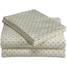 Divatex Home Fashions 250-Thread Count 100-Percent Cotton Printed Dot Sheet Set