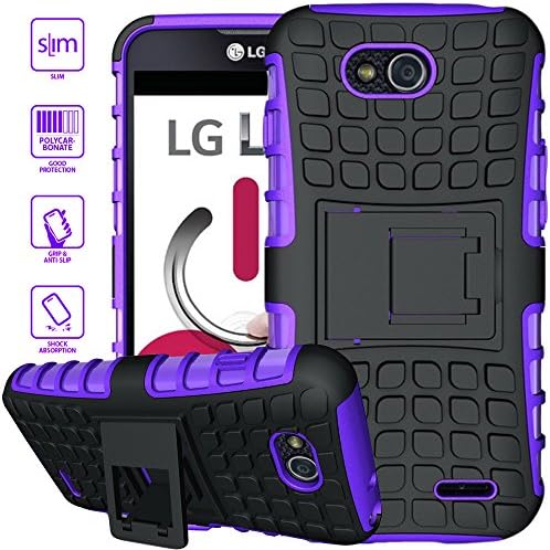 ElBolt TM 3 in 1 Bundle LG Optimus L90 (T-Mobile) D415 Armor Grenade Stand Hard Gel Case - Purple (Free Ultra-Sensitive Stylus Pen and Premium Screen Protector by ElBolt TM)