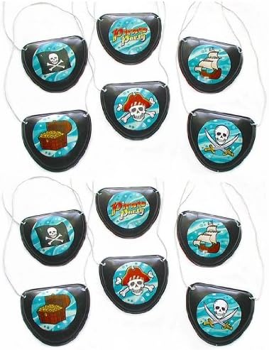 Lot Of 48 Black/Blue - Boys/Girls Pirate Eye Patches - Party Eyepatches - Plastic