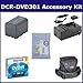 Sony DCR-DVD301 Camcorder Accessory Kit includes: ZELCKSG Care & Cleaning, SDM-101 Charger, ST80 Case, SDNPQM71D Battery, 638002 Tape/ Media