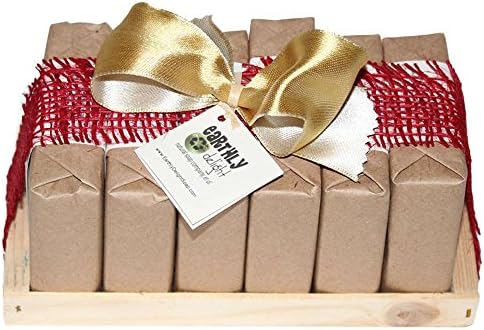 HANDMADE SOAP GIFT SET - Six Pack - All Natural Large 5.5 Oz. Bars - Vegan - Improve Skin Health - Safe For The Environment - Bold Aromas - Gift Wrapped With Ribbon - Organic Palm Oil