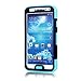 Galaxy S4 Case, Tradekmk(TM) Latest Fashion Hot Sale Hybrid Hard Soft Combo Three-in-one Durable Bumper Armor Back Case Cover Protector Compatible with Samsung Galaxy S4 i9500[+Stylus+Screen Protector+Cleaning Cloth]-(Black+Blue)