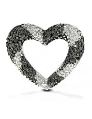 Valentines Day Gifts Bling Jewelry 925 CZ Onyx Color Black White Heart Pendant