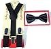 New Suspender Bow Tie Matching Colors Toddler Kids Boys Girls Child (Black)