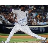 Steiner Sports MLB New York Yankees CC Sabathia Pitching Pinstripe Jersey Horizontal 16x20 Photograph (GMS Patch)