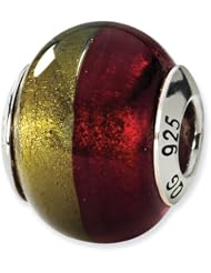 Sterling Silver Gold/Red Italian Murano Charm Bead Fits Pandora Chamilia Biagi Bracelet