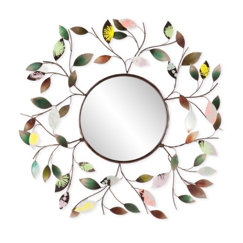 SEI FurnitureDecorative Metallic Leaf Wall Mirror - 3D Leaf Hanging Art - Multicolored Eclectic Style
