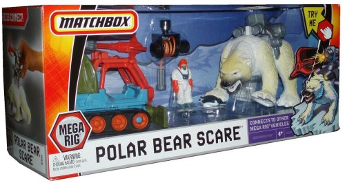 Childrens Toyshop  Toys : MatchBox Mega Rig Adventure - Polar Bear Scare with Retractable Capture Rope, Tundra Tent, Matchbox Man, Ice Plow, Net Launcher, Polar Bear, Capture Collar and Baby Penguin