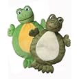 Multipet 2-Faced Crinkle/Plush Dog Toys with Alligator/Turtle Faces