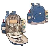Picnic Time Avalon Deluxe Equinox 16.5in. Backpack w/ Attached Wine Duffel For 2 w Blanket (Equinox)