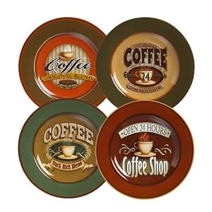 Casa Moda Coffee Signs Set of Four Salad Plates by Casa Moda