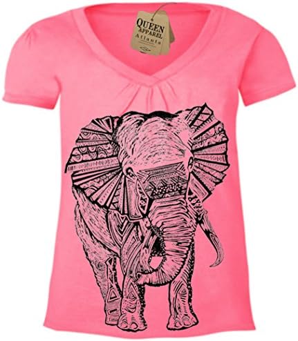 Elephant shirt tribal print girls v-neck (Small)