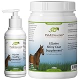 PetAlive EQuine Healthy Hooves Oil and EQuine Shiny Coat Supplement ComboPack