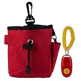 OurWarm Dog Pet Treat Bait Waist Pouch Puppy Reward Based Training Bag with Buckle Belt Red