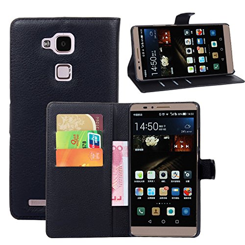 Huawei Ascend Mate 7 Case - Demomm(tm) Flip Pu Leather Wallet Case Holder Cover with Stand / Card Slot for Huawei Ascend Mate7 (mate7-black)