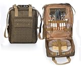 16-Piece Stylish Shoulder Tote Picnic Set for 2 - Mosaic Tan