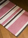 Glenna Jean Pink Stripe Hooked Wool Rug