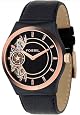 Fossil Men`s Black Leather Strap Watch