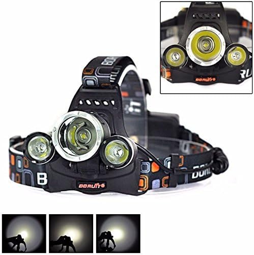 Easyboy RJ-5000 8000Lumens 3x CREE XM-L T6 LED Headlamp Headlight for Camping Hiking with AC Adapter USB Charger Car Charger