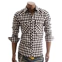Doublju Mens Casual Slim check Button shirts(HC18)