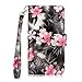 Cellularvilla Wallet Case for HTC One M8 Pu Leather Wallet Card Flip Open Pocket Case Cover Pouch (Black Pink Flower)