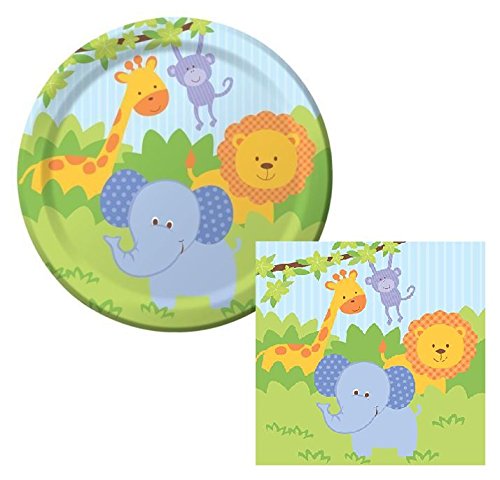 Forest Friends Jungle Animals Lunch Napkins & Plates Party Kit for 8