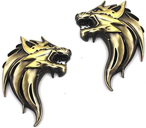 2 Pcs Aulyn Wolf Head Car 3D Badge Emblem Metal Sticker 2 PCS for right and left
